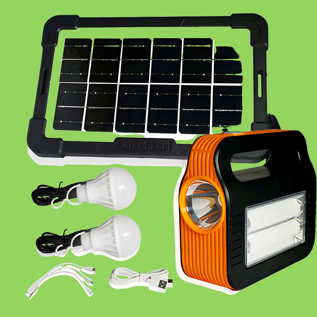 ⛺ Kit Estación de Carga con 2 Ampolletas: ¡Tu fuente de energía y luz portátil y sostenible!